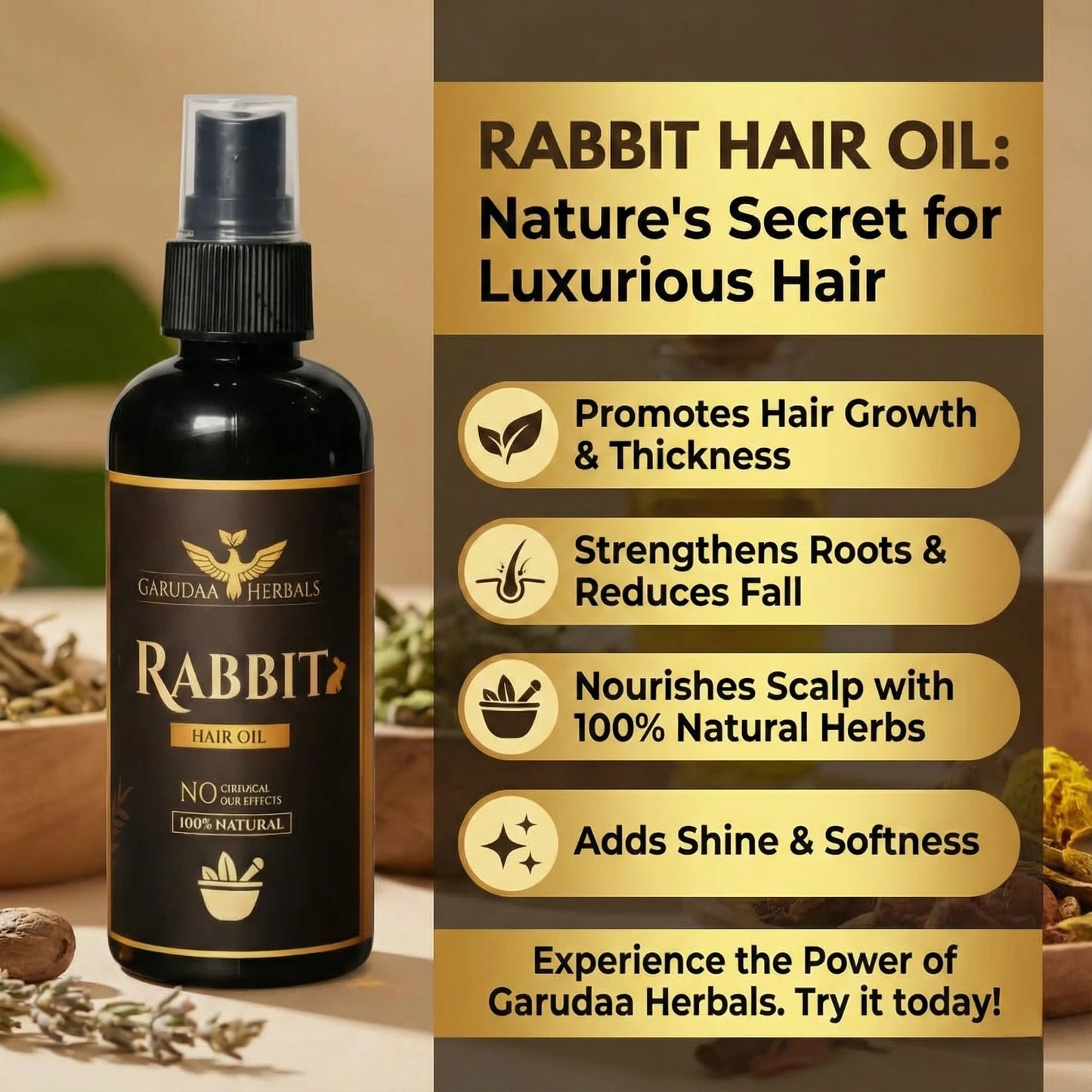 Rabbit Herbal Hair Oil – 100% Stronger, Healthier Growth